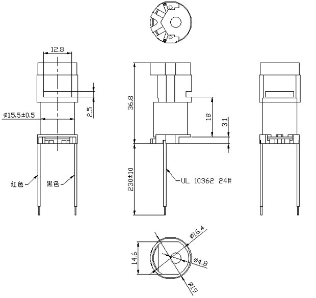 HID氙气车灯买球-买球(中国),汽车氙气大灯电磁阀线圈-尺寸图